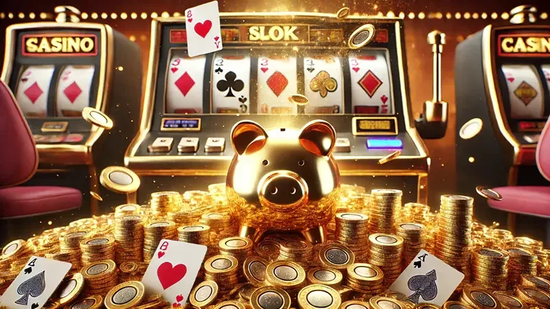 Antarmuka slot video dengan simbol bonus pada reel